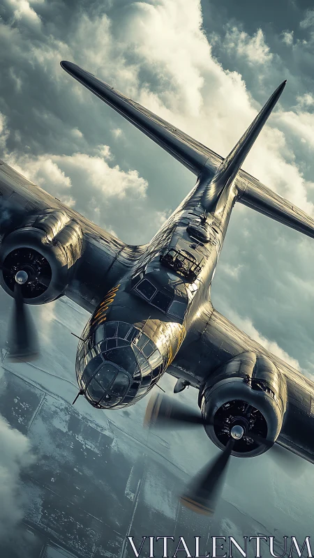 Photorealistic oblique study of vintage twin‑engine bomber aircraft.