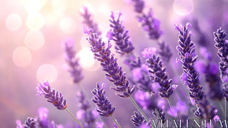 Purple lavender flowers in sharp focus with blurred background bokeh