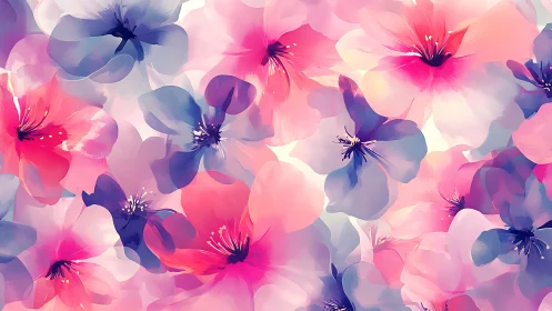 Translucent Bloom Cascade: Softly Layered Floral Dreams.