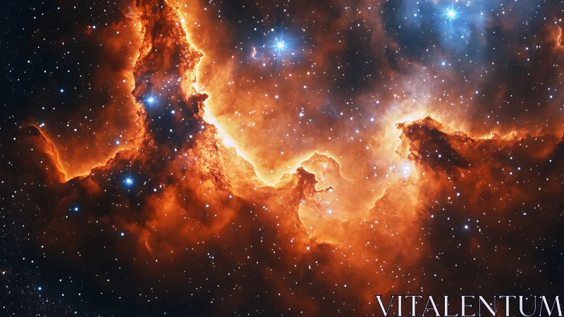 Ionized nebular pillars glow against dense starfield backdrop