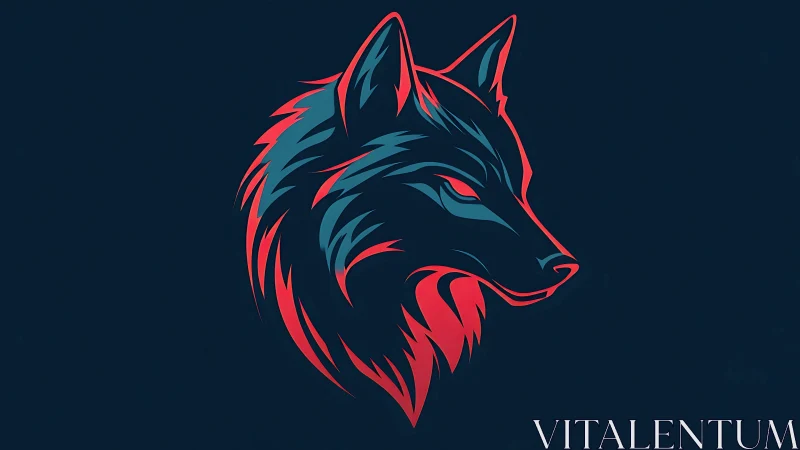 Electric wolf profile glows boldly against deep midnight blue