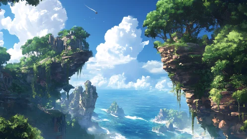 Verdant Citadel: Where Stonework Crowns Sky and Sea.