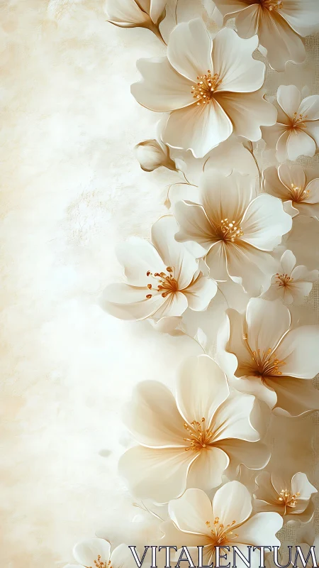 Elegant White Floral Composition with Golden Centers.