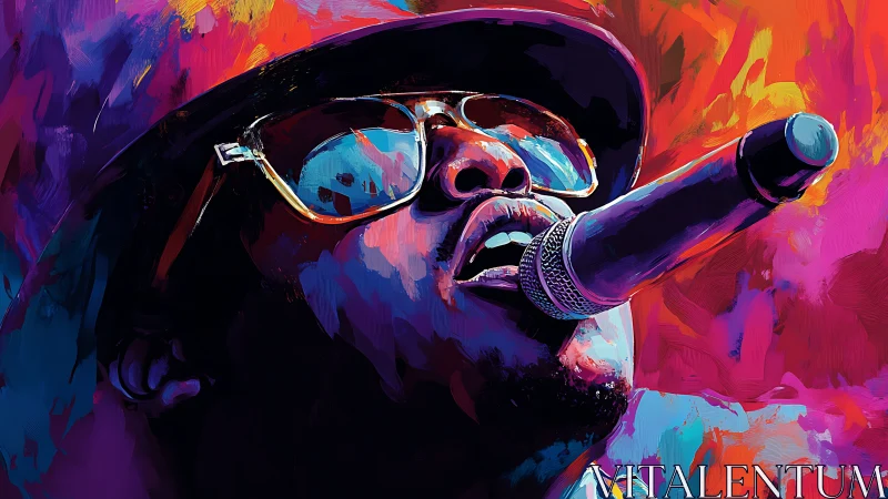 Soulful singer wrapped in vibrant neon stage color.