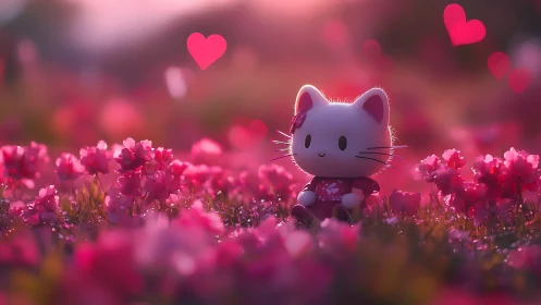 Kawaii Feline Dreams in Blossom Paradise