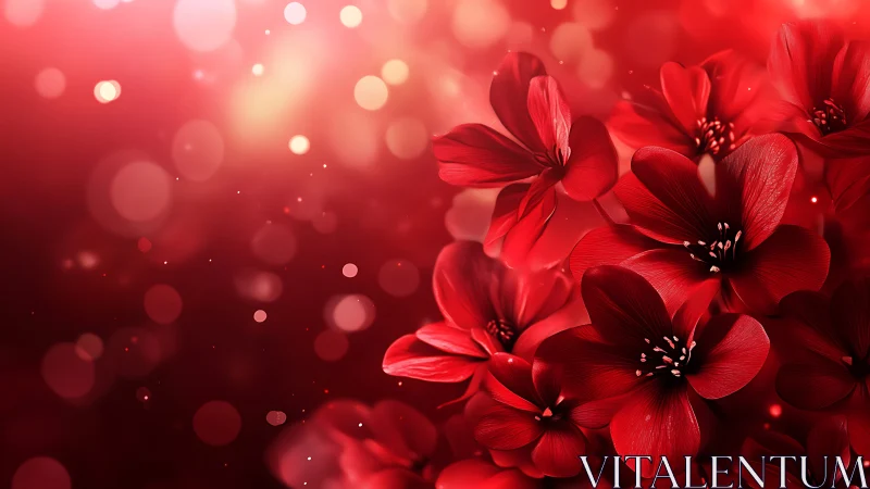Vivid Red Flowers With Bokeh Background And Soft Light Diffusion