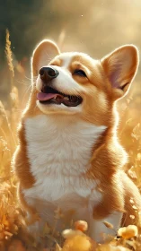Golden meadow corgi soaking up the warm afternoon sun.