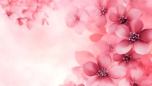 Pink Floral Composition with Soft Gradient Background