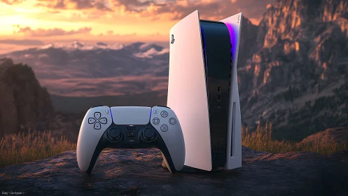 PlayStation 5 Console and DualSense Controller Product Display.