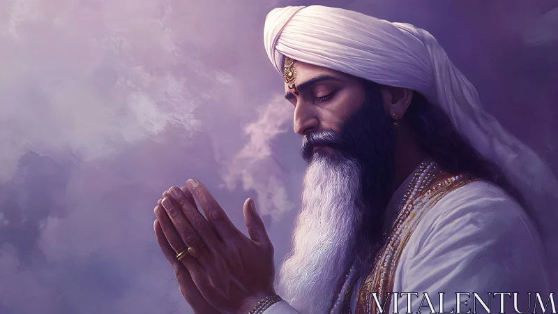 Quiet prayer beneath lavender skies of gentle light.