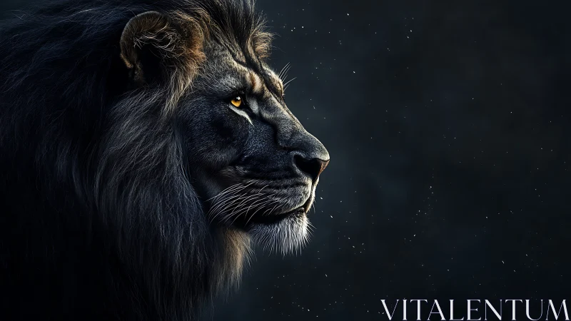 Midnight monarch lion studying the hush between stars.