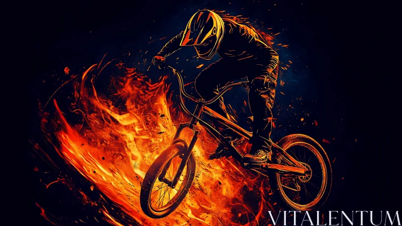 Pyro-Cyclist: Blazing Through Inferno's Edge.