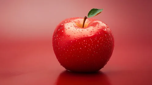 Photorealistic red apple studio macro with tonal backdrop.