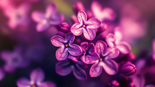 Purple Lilac Flowers in Selective Focus Bloom