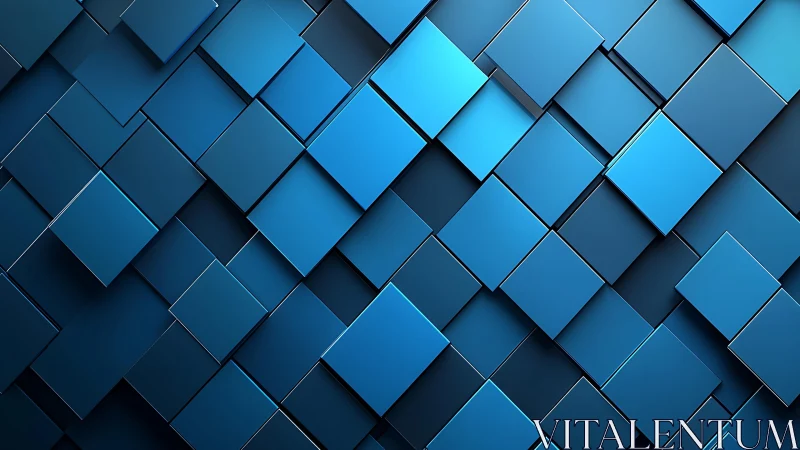 Blue geometric 3D squares background in modern abstract style.