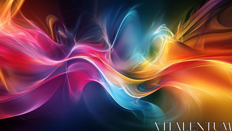 Vibrant light waves flow across dark gradient background