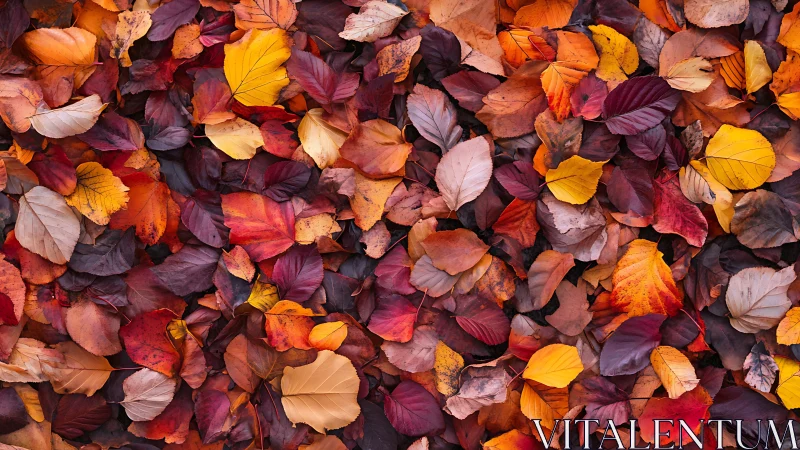 Autumn foliage carpet with overlapping colorful leaves.