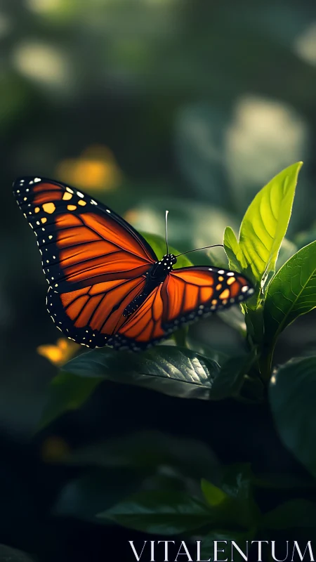 Monarch wings glow like tiny lanterns in the forest hush