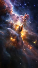Vertical star-forming nebula rendered in luminous digital detail
