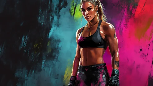 Neon Warrior: Electric Vision in Ultraviolet Storm.