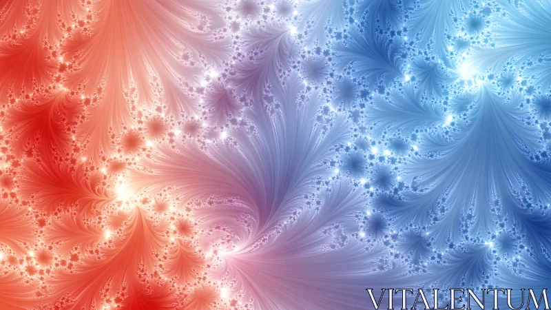 Red to blue fractal field with feathered branching forms.