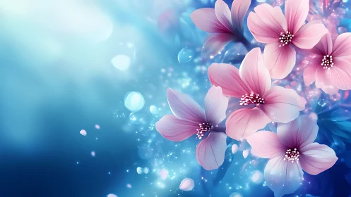 Dreamlit cherry blossoms drifting through sapphire starlight.