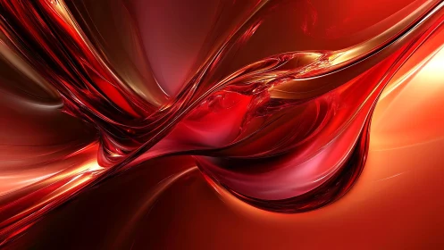 Vivid Red Abstract Swirl in Futuristic Digital Art Style.