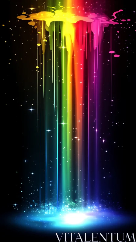 Digital neon spectrum cascade with luminous drip effects.