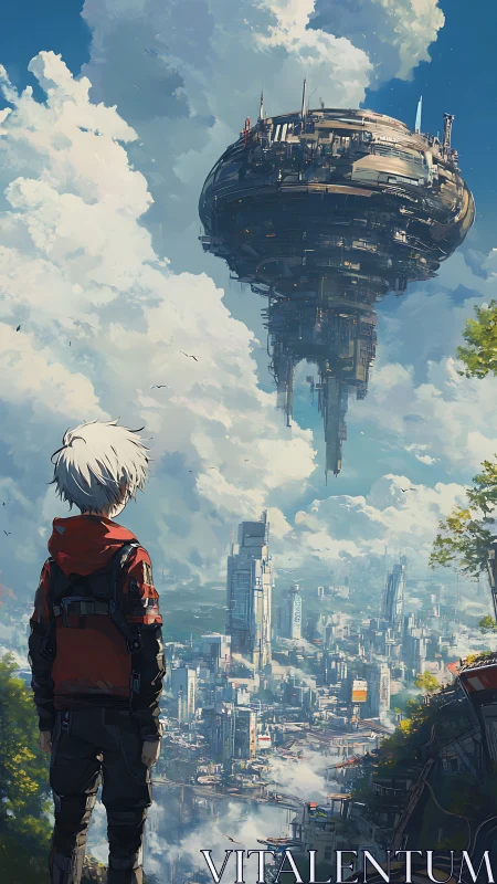 Solitary observer studies hovering orbital megastructure