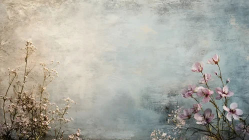 Whispers of bloom drift through weathered serenity.