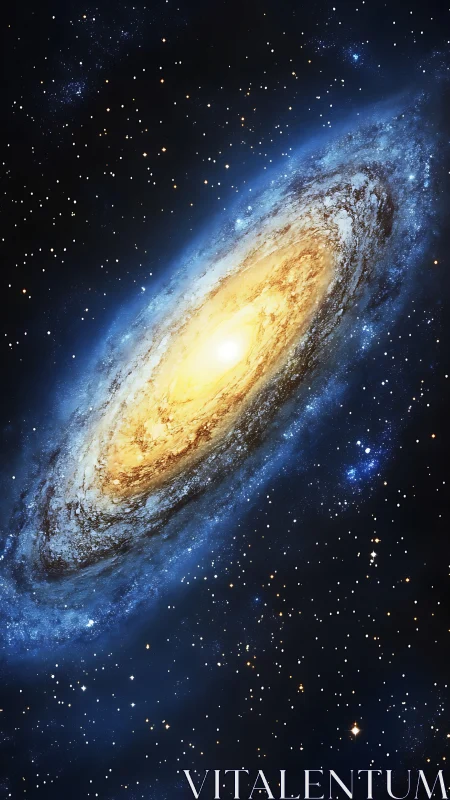 Spiral galaxy with bright core in dense starfield view.