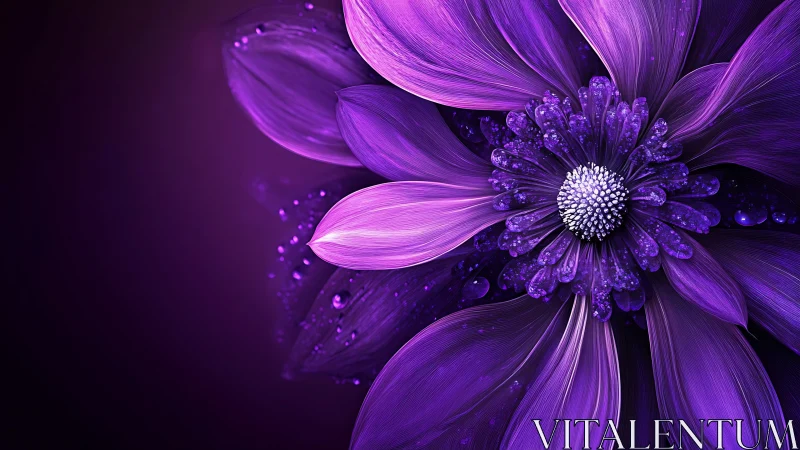 Purple Digital Flower with Glowing White Center.