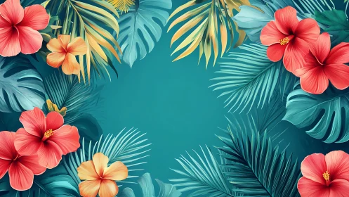 Tropical Blooms Frame a Turquoise Garden Escape