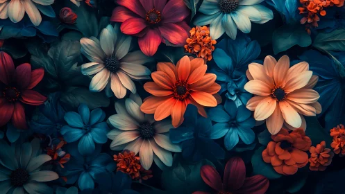 Luminous Floral Composition in Jewel Tones.