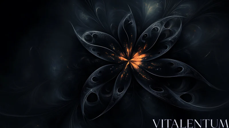 Starforged midnight blossom with embers at its heart.