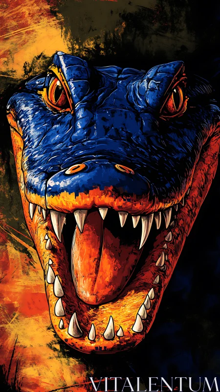 Chromatic alligator head in high-contrast digital render.
