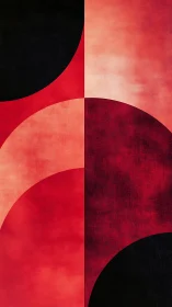 Crimson arcs collide with shadowed moons in bold geometry.