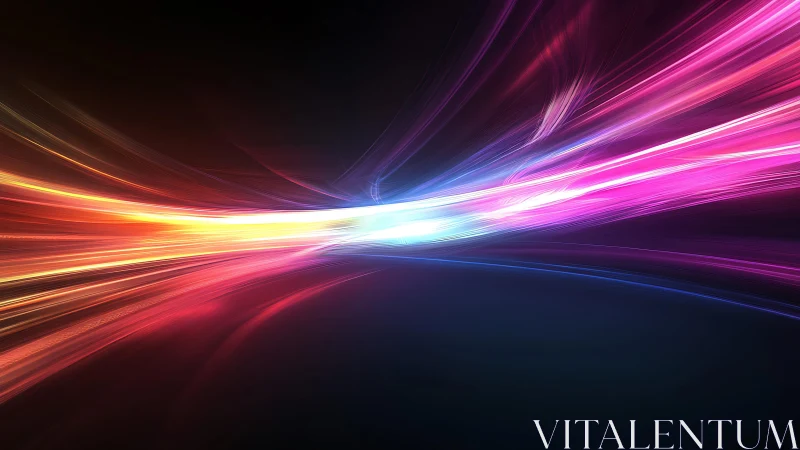 Vibrant abstract light streaks on dark background, digital art.