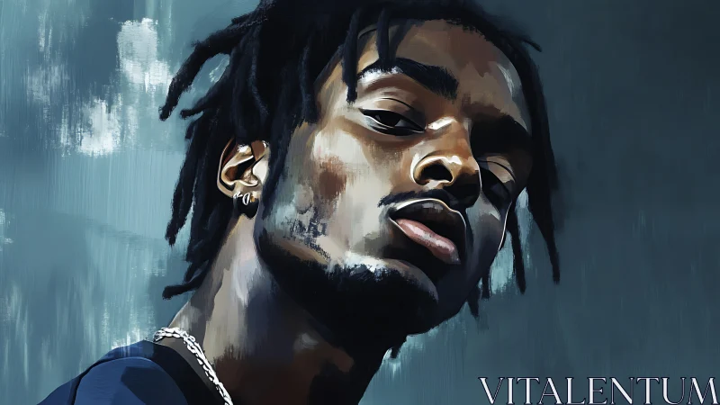 Moody digital portrait shows confident man in cool tones