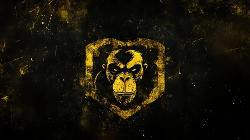 Bold golden gorilla emblem glows against a dark backdrop