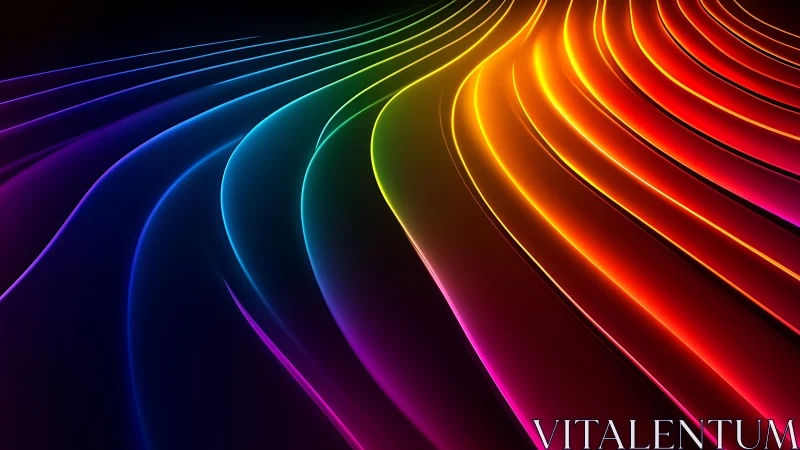 Curved neon light waves in full spectrum gradient colors.