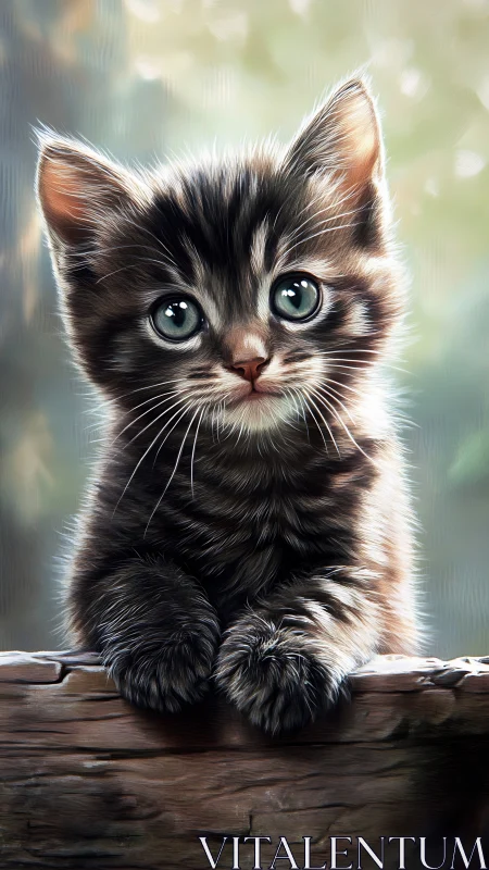 Emerald-Eyed Kitten Commands Moment with Luminous Gaze