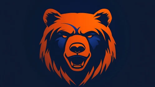 Vector bear head emblem with bold angular symmetry design.