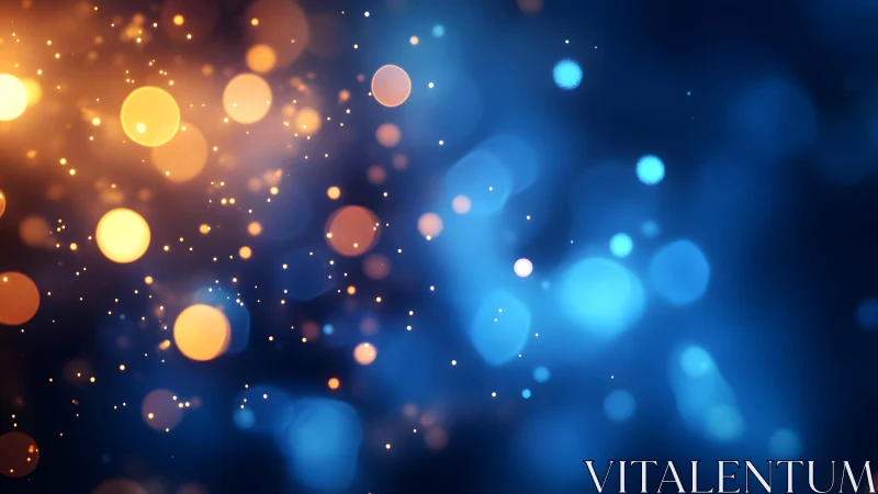 Glowing Orange and Blue Bokeh Abstract Background Art.