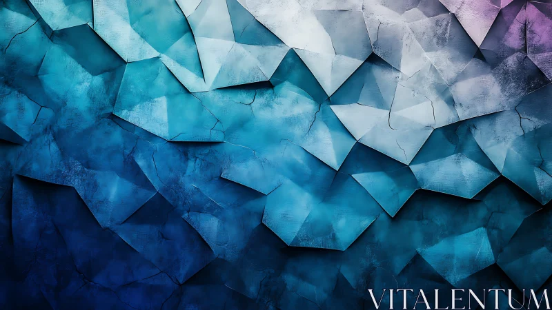 Polygonal ice-like facets form layered cracked gradient surface