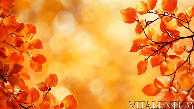 Autumn foliage bokeh field with shallow depth-of-field rendering.