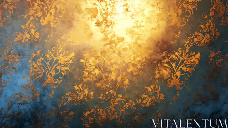 Metallic damask pattern overlays illuminated textured surface