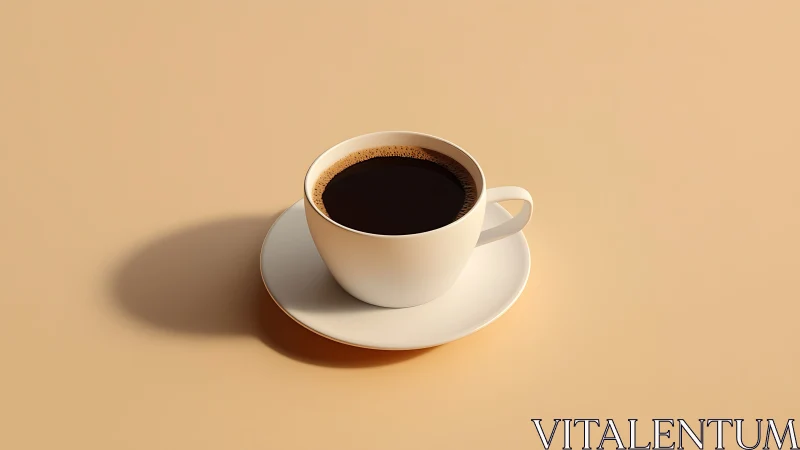 Matte ceramic cup of black coffee on monochrome backdrop
