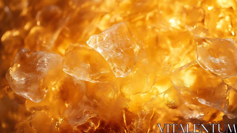 Translucent ice shards glowing in warm amber backlight.