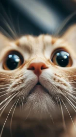 Feline Portrait with Exaggerated Expression and Luminous Eyes.